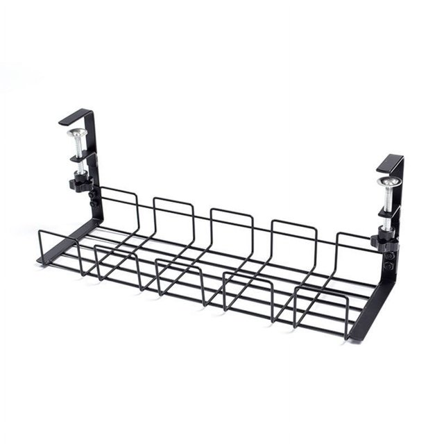Estante de almacenamiento debajo de la mesa sin perforaciones blanco Estante de alambre para asaltar Escritorio de computadora Estante de alambre Artefacto Estante de mesa inferior colgante