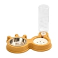 thumbnail image 2 of Cififendec 2-in-1 Pet Feeder and Waterer, 10.63"×7.09", No-Spill Cat and Dog Bowl Set, Detachable Food and Water Station for Small Pets with Auto Water Refill(Yellow), 2 of 5