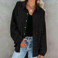thumbnail image 4 of Maplenight Womens Corduroy Shackets Jacket Long Sleeve Button Down Shirts Loose Casual Lapel Ladies Blouse, 4 of 9