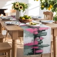 thumbnail image 2 of Table Runner Abstract Gray Pink City Table Decoration for Kitchen Dinning Oil Painting Table Decoration for Indoor Outdoor Party Wedding Decor 13x72inch, 2 of 7
