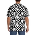 thumbnail image 3 of Yiaed Ying Yang Checkered Print Mens Casual Wrinkle Free Shirts Short Sleeve Button Down Summer Stretch Dress Shirt-Large, 3 of 5