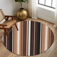 thumbnail image 3 of Round Area Rug 6 Ft, Brown Black Stripes Washable Non-Slip Circle Carpet for Living Room/Bedroom, Farmhouse Vintage Abstract Lines Low-Profile Indoor Mats Collection Rugs for Residential, 3 of 7