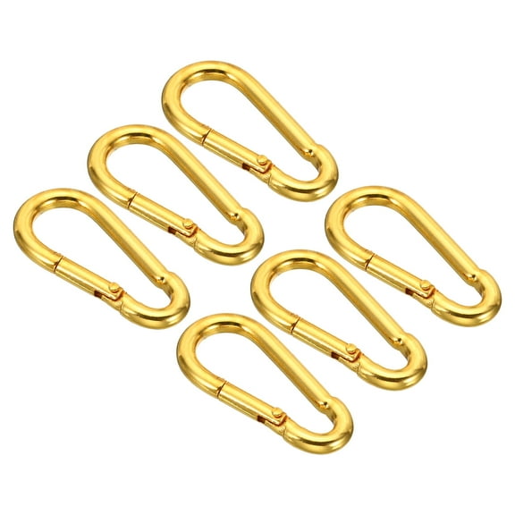 SR 6mm Spring Snap Hook Clips Chain Quick Links Connector Ring Lock 132 Lbs Gold - 6 Pack