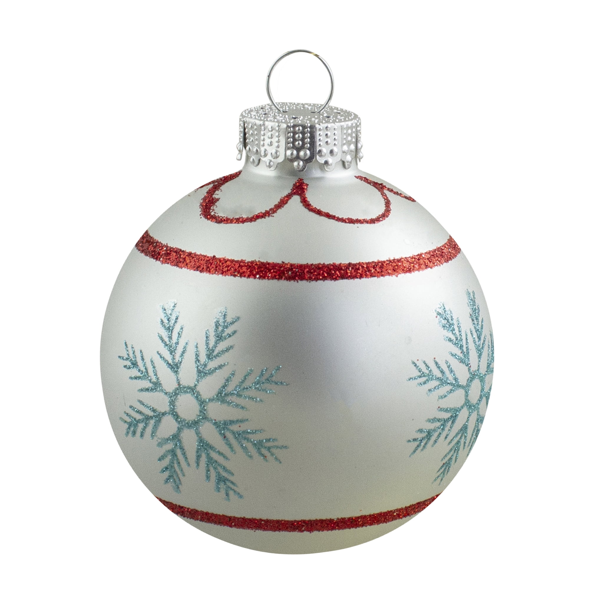 4-Piece Blue and Silver Onion Shaped Glass Christmas Ornament Set 3.5" (90mm)