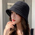 thumbnail image 4 of Hot Sales LSONABXA Saving $5 Black Bucket Hats for Women Women Foldable Sun Hats Mesh Woven Bucket Hat Portable Summer Hats For Traveling Sunbathing Polyester Fisherman Hat for Women, 4 of 5