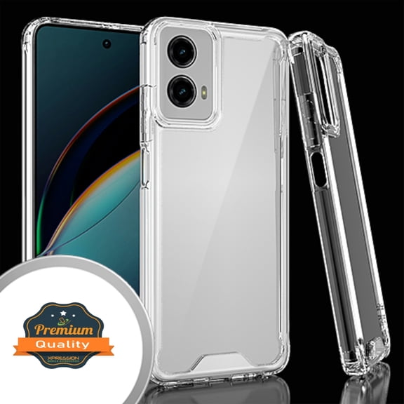 Xpression Cover for Motorola Moto G Power 2024 5G Slim Fit Frame Shockptoof Hybrid Rubber Silicone Gummy TPU Clear Hard Back Protective Shell Phone Case - Transparent