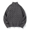thumbnail image 2 of Kalauyu Men's Round Neck Knitted Cardigan Unisex Solid Color Warm And Loose Sweater Jacket, 2 of 9