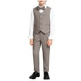 thumbnail image 2 of YUSIM Boys Dress Suit Sets 3 Piece- Bow Tie+Button Vest+Formal Pants Kids Outfit Sets Khaki Size 8, 2 of 7