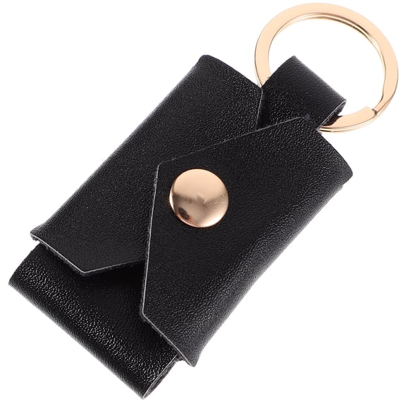 GAXIRE 1Pcs Photo Keychain Pendant in Black with Metal and Pu Leather for Holding and Organizing Keys