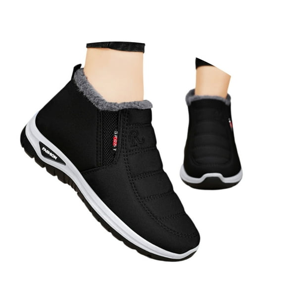 Gyexs Snow Boots for Men Waterproof, Winter Shoes Women Waterproof, Adjustable, Speed Laces, Hiking, Pointed Toe, Winter Clothes, Black, Size 7.5