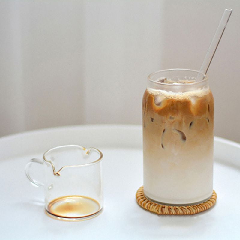 Shot Glasses Espresso Parts Double Spouts Milk Cup Clear Glass (Clear Glass)