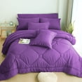 thumbnail image 1 of HIG Juego de Edredón Moderno de 8 Pzas con Sábanas para Todas las Estaciones, en una Bolsa, Morado, Tamaño King, 1 of 9