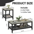 thumbnail image 4 of Cvortll Coffee Table Sets 3-Pieces, Modern Wood Coffee Table with 2 Square End Side Tables, Large Sturdy Coffee Table Set for Living Room, Grey, 4 of 8