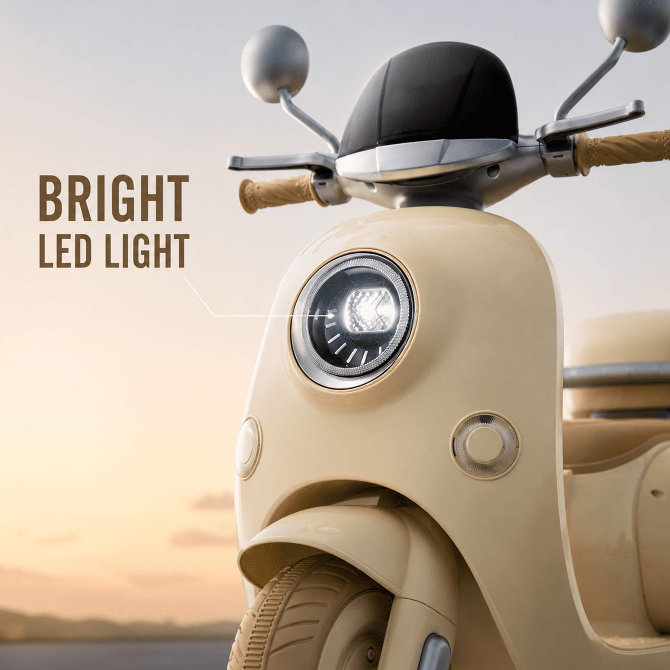 12V Electric Motorcycle for Kids, 2 Seater Battery Power Ride on Motorcycle Toys with Slow Start, LED, Music, USB, 3 Wheel Electric Motorcycle for Boy Girl Birthday Gift, Beige