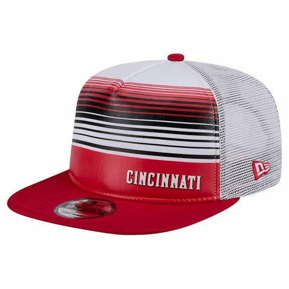 Men's New Era Red Cincinnati Reds Team Horizon 9FIFTY A-Frame Trucker Snapback Hat