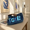 thumbnail image 1 of Bolso bandolera vaquero, bolso tote informal para trabajo, compras, eventos, desplazamientos diarios y viajes. Azul oscuro, 1 of 10