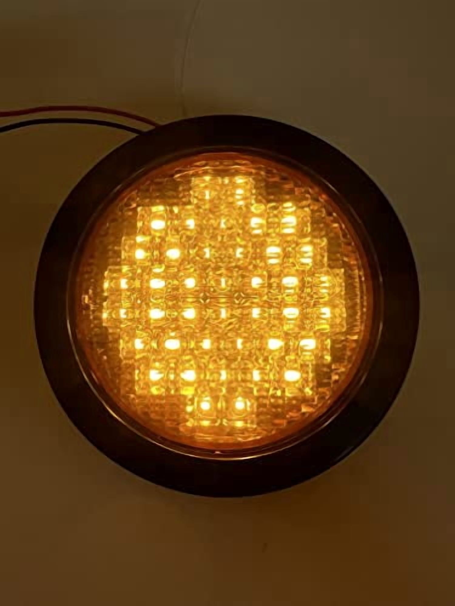All Star Truck Parts 2-Pack 4" Round Amber 40 LED Mid Turn Signal Tail Lights, Sealed, w/ Grommet & 3-Prong Pigtail, 12V