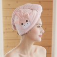 thumbnail image 1 of 2 piezas de gorro de cabello seco, toalla absorbente para mujeres, linda toalla de baño de dibujos animados, toalla de secado para cabello adulto, gorro de baño (ciervo rosa), 1 of 5