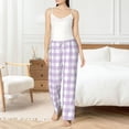 thumbnail image 5 of Uemuo Purple Checkboard Pattern Women's Wide Leg Palazzo Lounge Pants with Pockets Light Weight Loose Comfy Casual Pajama Pants-XX-Large, 5 of 9
