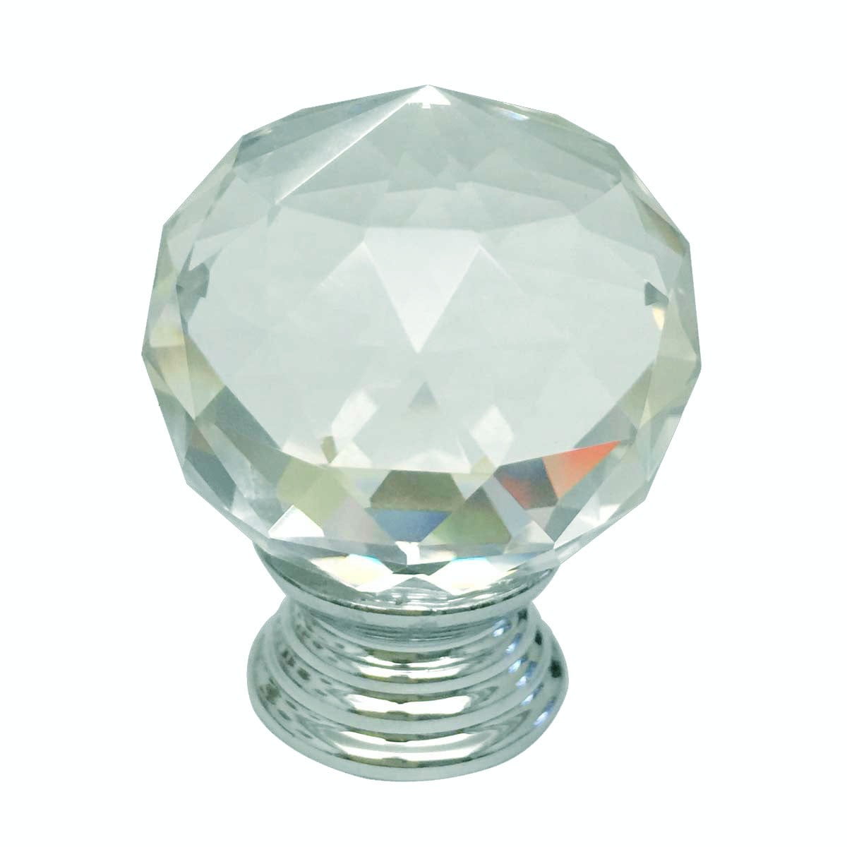 Clear Glass Cabinet Knobs Round 1.5 Inch Projection, 30mm dia. 10 pcs