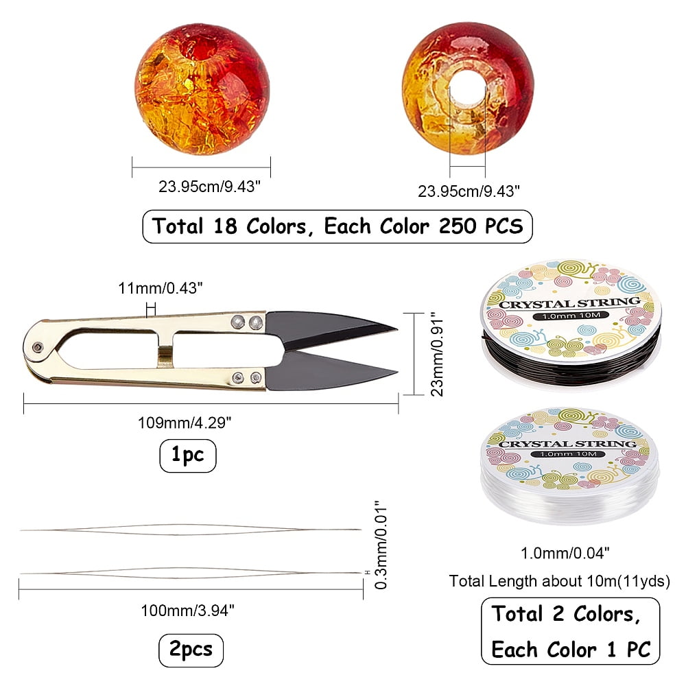 DIY Baking Painted Glass Beads Stretch Bracelet Making Kits include Steel Scissors Elastic Thread Stainless Steel Beading Needles