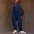 thumbnail image 5 of CCRFTGI Fleece Jumpsuit Women 2025 Winter Warm Casual Fuzzy Overalls Cozy Suspender Straps One-Piece Jumpsuits Plus Size Snow Pants with Pockets Navy 2XL, 5 of 6
