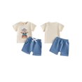 thumbnail image 2 of BemeyourBBs Western Baby Boy Summer Clothes Cowboy My First Rodeo Outfit Letter Boots Cowgirl Hat Embroidered Short Sleeve T Shirt Tops and Shorts Set, 2 of 8