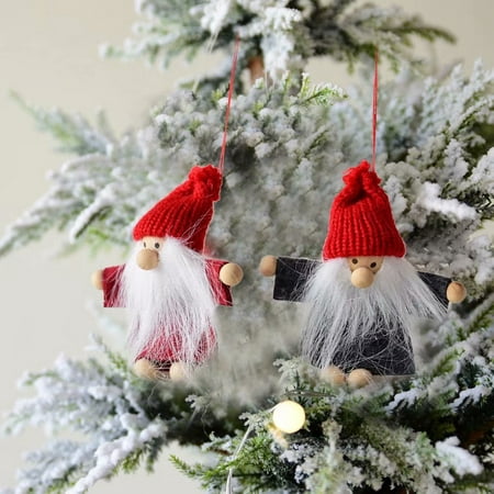 2PCS Christmas Hanging Ornament, Cute Santa Claus Doll Hanging Christmas Tree