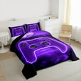 thumbnail image 3 of Castle Fairy Hexagon Gamepads Twin Comforter Sets,Black Purple Gamepads Bedding Set, 3 of 8