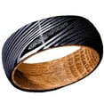thumbnail image 2 of Tungsten Rings for Men Wedding Bands for Him Womens Wedding Bands for Her 8mm Black Damascus Steel with Whiskey Barrel Wood Sleeve Rings, 2 of 7