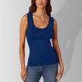 thumbnail image 4 of TrendOFT Workout Tank Tops for Women Undershirt Ribbed Sleeveless Scoop Neck Casual Layering Summer Basic Tanks Top Navy L, 4 of 5