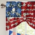 thumbnail image 5 of Independence Day Tie Up Valances Curtain, Adjustable Kitchen Patriotic Blue Red Flowers U.S. Flag Style Valances for Windows Decor, Rod Pocket Short Curtains Set for Bedroom/Bathroom, 54"x18", 5 of 9