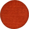 thumbnail image 1 of 6' Rust Red Solid Hand Knotted Round Wool Area Throw Rug, 1 of 1