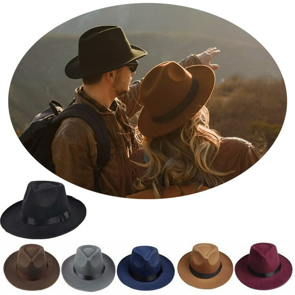 Sunjoy Tech Unisex Wide Brim Felt Fedora Hats Men Women Panama Trilby Hat Sun Visor Vintage Jazz Cap