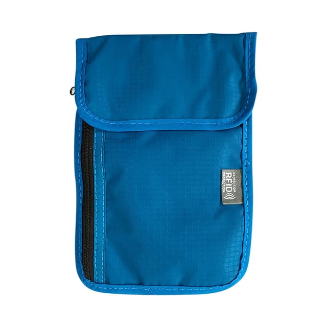 WLOELOEW Rfid Blocking Neck Pouch Id Card Holder Travel Document Organizer Nylon Material For Passport Credit Card Storage In Light Blue Rfid Blocking Neck Pouch Light Blue