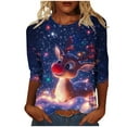 thumbnail image 2 of Ounisa Christmas Shirts for Women Funny Snowflake Elkhorn Plus Size 3/4 Sleeve Tops Cute Crewneck Vacation Christmas Tree Shirt, 2 of 5