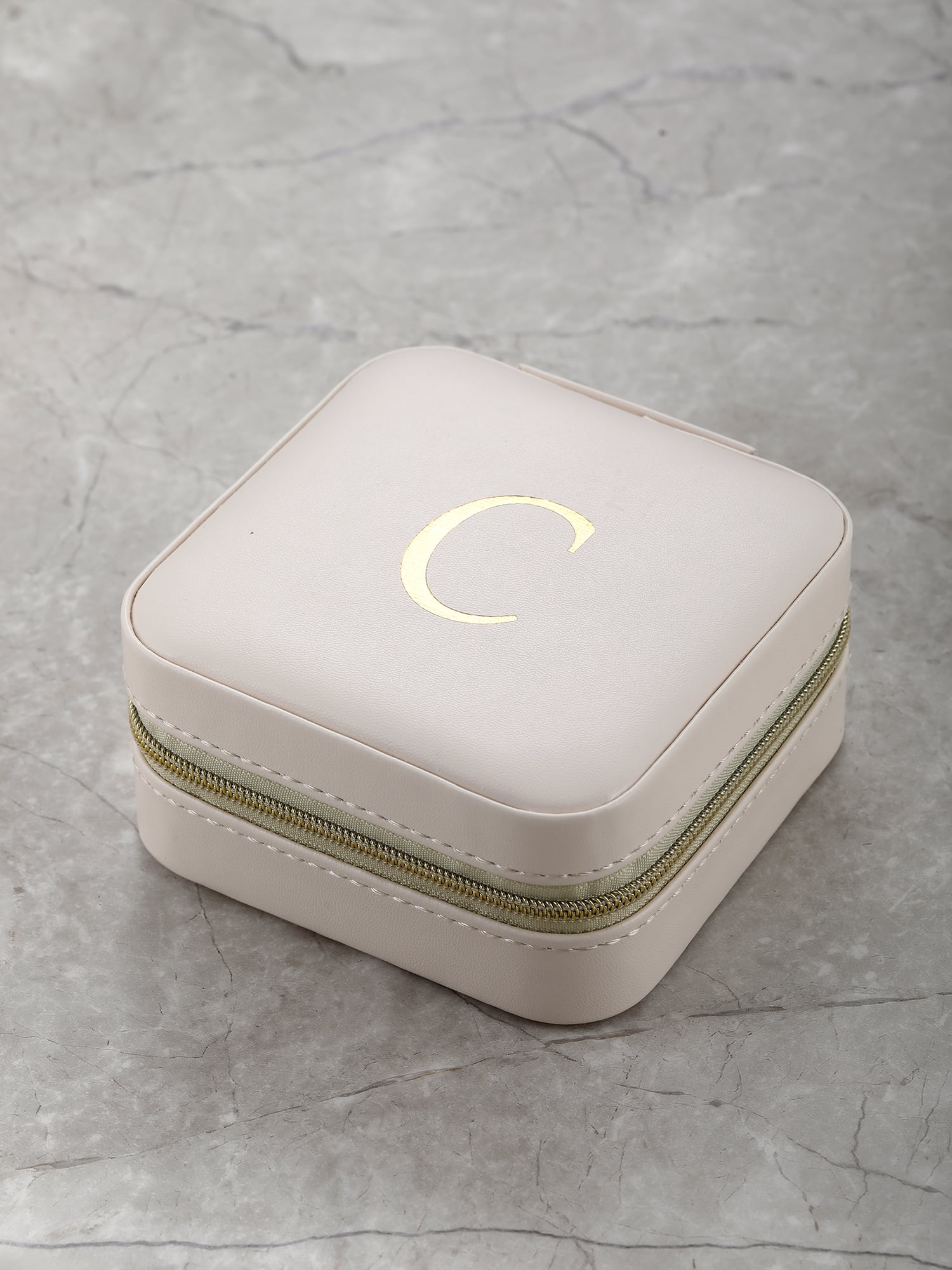 Time and Tru Jewelry Organizer, Ivory with Gold Initial, Letter C