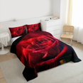 thumbnail image 3 of Feelyou Red Rose Flower Queen Comforter Set, Romantic Valentine's Day Bedding Set, 3pcs, 3 of 8