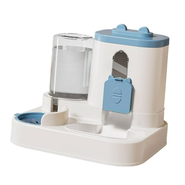 Comedero y bebedero automático para mascotas, dispensador de comida y agua 2 en 1 para gatos, cachorros, gatitos, gatos y perros pequeños y medianos. Azul