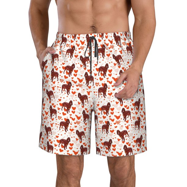 Fotbe dog Valentine's day Trajes de Baño Estampados para Hombre, Shorts de Verano de Secado Rápido, Ropa de Playa, Bañadores-XX-Large
