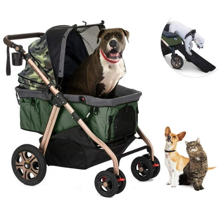 HPZ Pet Rover Titan HD Premium Super-Size Stroller SUV For Small  Medium  Large & X-Large Dogs & Cats  Green Camo