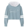 thumbnail image 4 of GDREDA Spring Sweatshirt Children Girls Long Sleeve Letters Solid Color Short Hoodie Hoodie Top For Large Children Light Blue,4-5 Years, 4 of 4