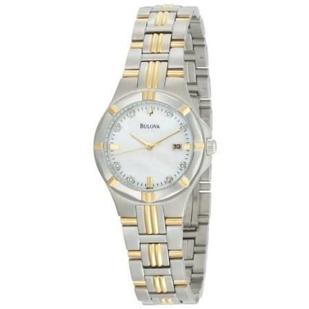 98P116 Women's Diamond MOP Dial Two Tone Steel Quartz Watch