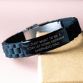 thumbnail image 3 of German Shepherd Dad Gifts, Funny Quote Glide lock Clasp Bracelet, Adjustable Black Stainless Steel Silicone Men's Jewelry, Gifts from Family for Father's Day, 3 of 4
