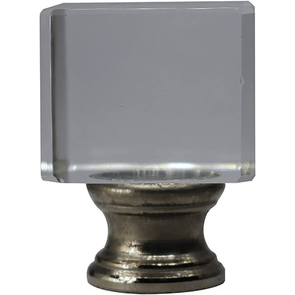 Urbanest Crystal Glace Lamp Finial – 1-1/2 Inch Tall, Brushed Steel Base– Decorative Lamp Shade Finial for Table & Floor Lamps- 1 Piece