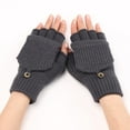 thumbnail image 2 of Winter Gloves Men and Women Winter Gloves Winter Knit Convertible Fingerless Gloves Wool Gloves Thermal Gloves Unisex, 2 of 5