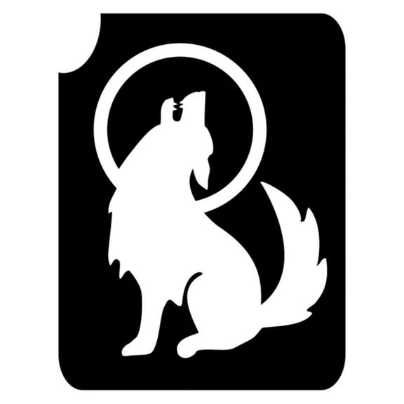 Art Factory Glitter Tattoo Stencil - Wolf (5/pack), Temporary Tattoo Template for Kids Adults, Face Paint Stencil Body Art Stencil, Wolf Stencil for Face Painting, Party, Halloween, 2"x2.75"