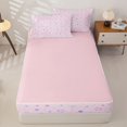 thumbnail image 4 of Manfei Minimalist Stars Zipper Queen Comforter Set with Fitted Sheet and 2 Pillowcases,Cute Cartoon Heart Zipper Bedding Set,White Pink,Pink Reversible,4pcs, 4 of 8