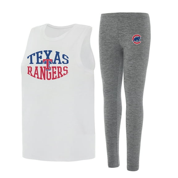 Women's Concepts Sport Charcoal/White Texas Rangers Contend Tank & Leggings Set