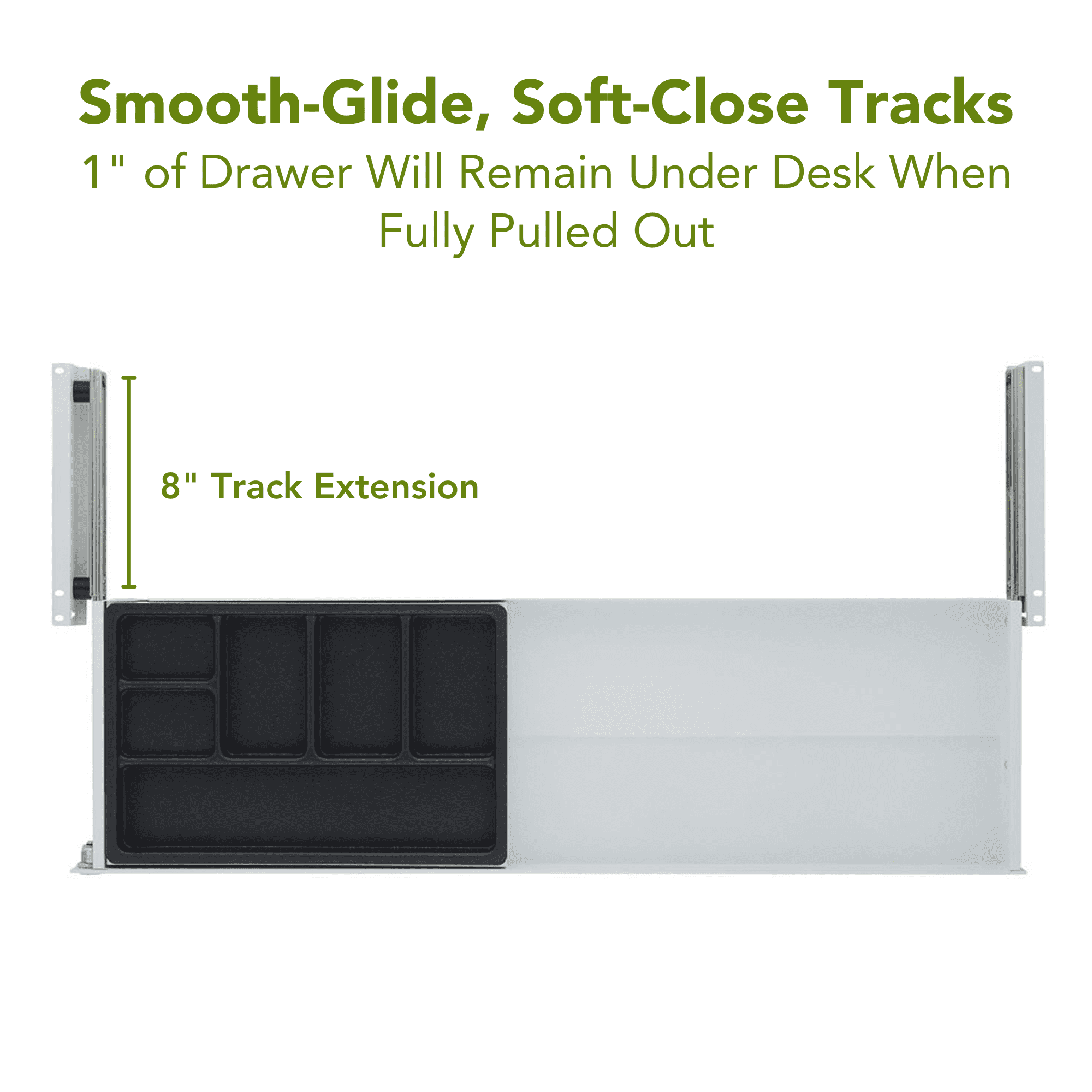 PERFECT POSTURE under desk storage drawer with lock, slim design, 33 " x 9.4" (White)